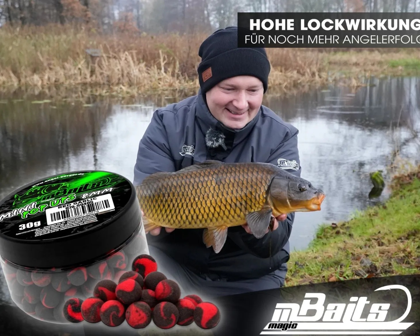 Magic Baits Mini Two Tone Pop Ups Method Feeder Boilies Premium Range -Red Garlic Futtermittel