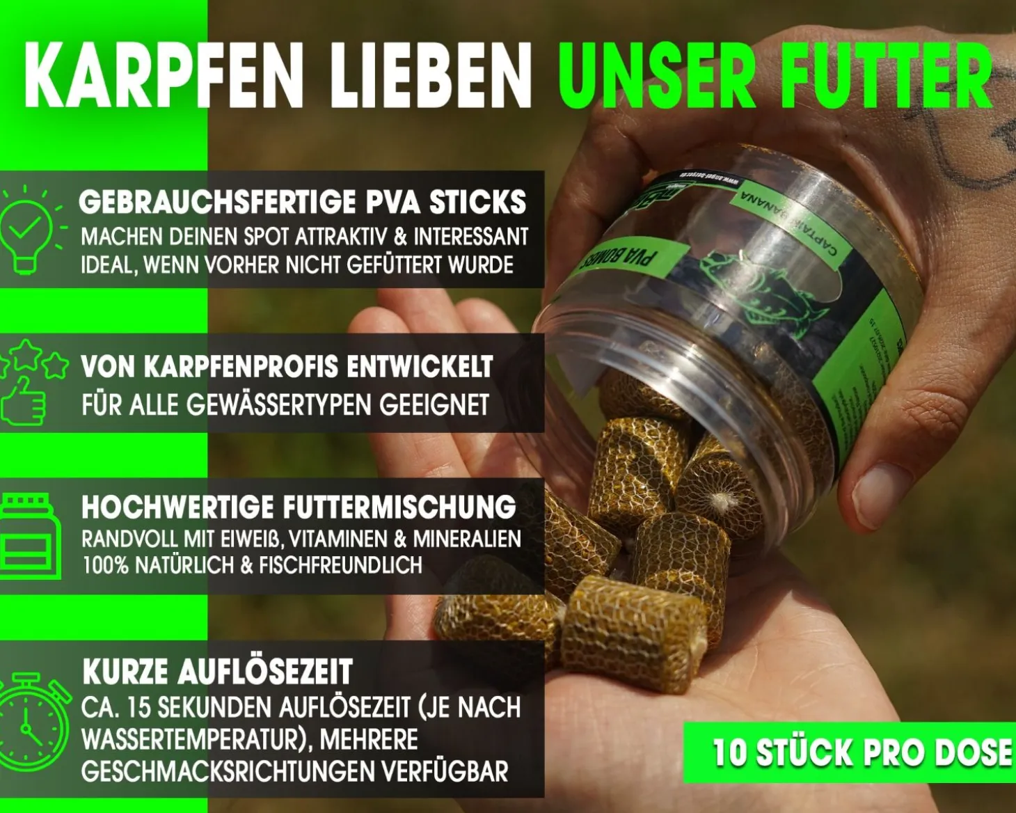 Magic Baits PVA Bombs PVA Sticks Ready PVA Bomb Karpfen Angeln Futter Boilies Futtermittel