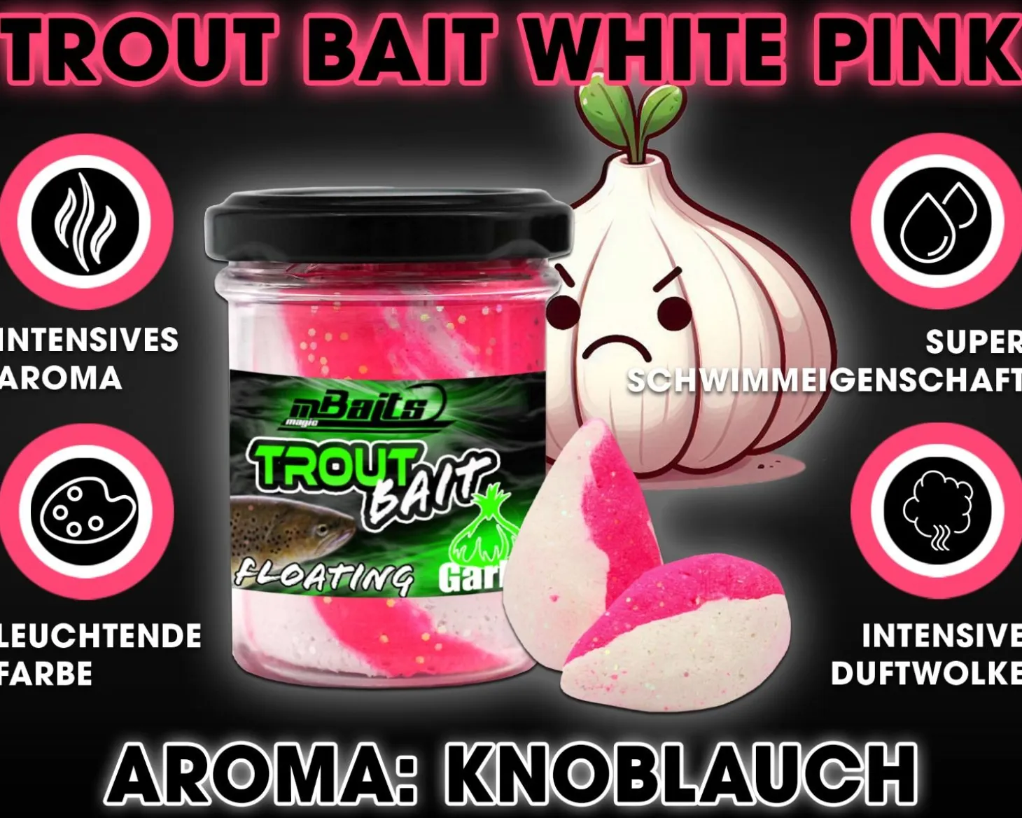 Magic Baits Trout Bait Forellenteig Magic Trout Paste -Fluo White Pink Futtermittel