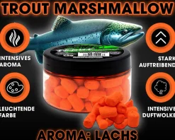 Magic Baits Trout Marshmallow Forellenköder schwimmend Forellenteig Angelköder Forelle Trout Bait-Salmon / Orange Futtermittel