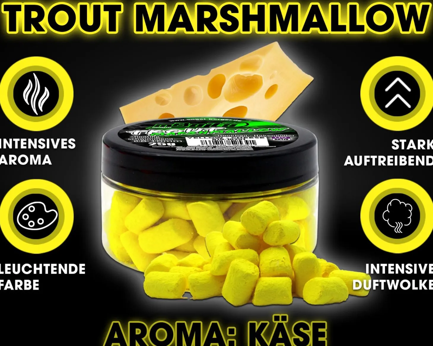 Magic Baits Trout Marshmallow Forellenköder schwimmend Forellenteig Angelköder Forelle Trout Bait-Cheese / Yellow Futtermittel