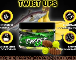 Magic Baits Twist Ups Pop Ups  Boilies Premium Range Pop Up Hakenköder schwimmend Karpfenköder-Captain Banana Futtermittel