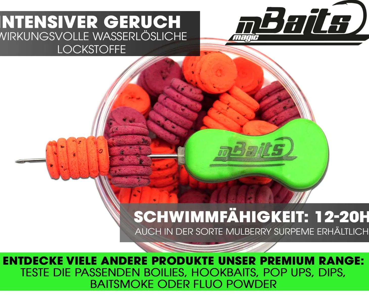 Magic Baits Twist Ups Pop Ups Boilies Premium Range Pop Up Hakenköder schwimmend Karpfenköder-Mulberry Supreme Futtermittel