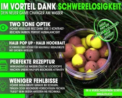 Magic Baits Two Tone Wafters Captain Banana Half Ups Half Pop Up Half Hookbait schwerelos Karpfenköder Boilie Futtermittel