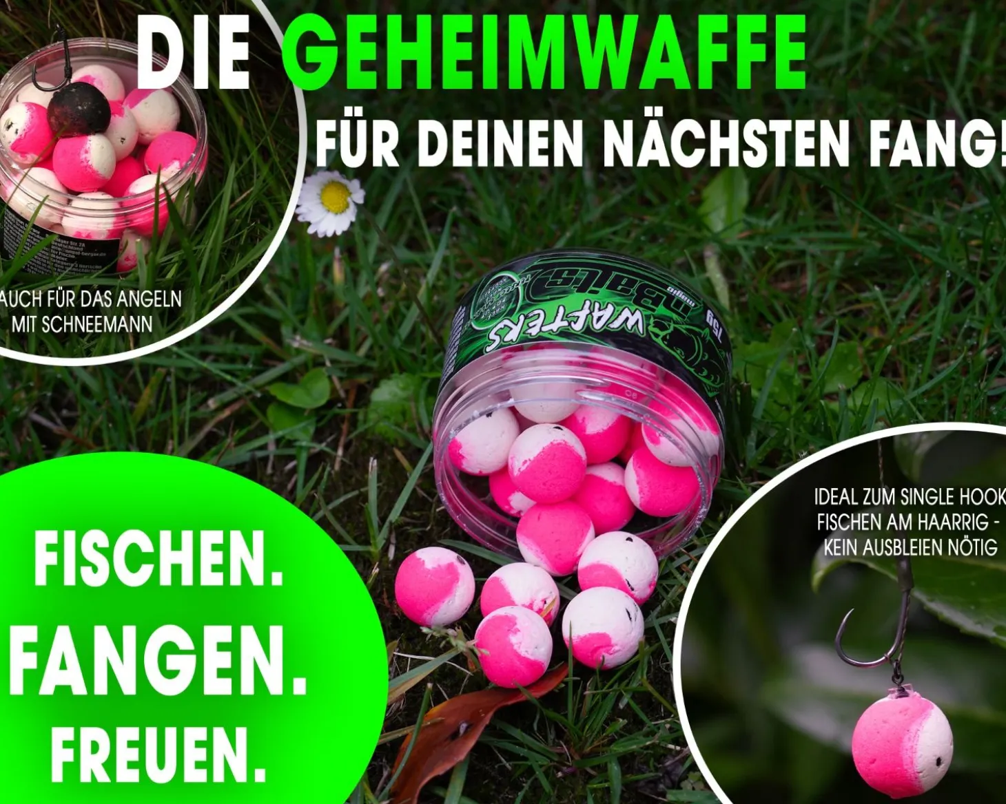 Magic Baits Two Tone Wafters Essential Krill Half Ups Half Pop Up Half Hookbait schwerelos Karpfenköder Boilie Futtermittel
