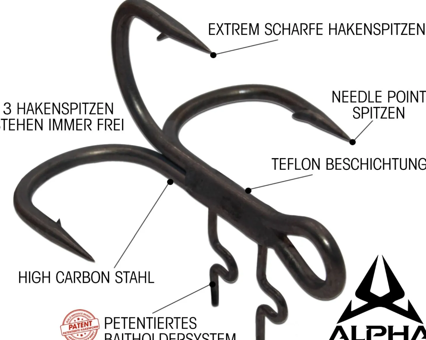 Wild Devil Baits Alpha Baitholder Treble Hook Drilling Assist Treble Hook Genickdrilling Angelzubehör