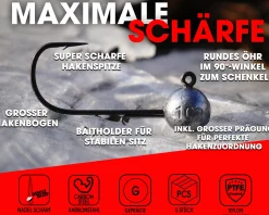Wild Devil Baits Alpha Baitholder Jighead 5 Stück Jighaken Jigkopf Bleikopf Jig Haken Gummifisch  Angelköder