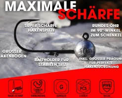 Wild Devil Baits Alpha Baitholder Jighead 5 Stück Jighaken Jigkopf Bleikopf Jig Haken Gummifisch  Angelköder