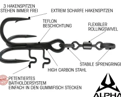 Wild Devil Baits Alpha Head Hook System Kopf Drilling System Baitholder Treble Hook Genickdrilling Stingerhaken Angelzubehör