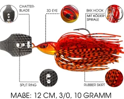 Wild Devil Baits Blade Jig UV Green Pumpkin Chatterbait Spinnköder Chatter Bait Kunstköder Barsch Hecht Zander Angelköder