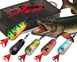 Wild Devil Baits Blinkersortiment Hecht in Box Pike Blinker Kunstköder Set Löffelblinker Spoon Angelköder