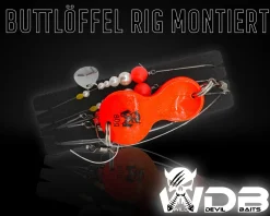 Wild Devil Baits Buttlöffel Rig UV Red Butt Lure with Rig  Angelköder