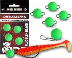 Wild Devil Baits Cheburashka Fluo Green Flex Heads Jig Ball Jighaken Angelköder