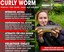 Wild Devil Baits Curly Worm Mix 5cm UL Mini Gummifisch Gummiköder Barsch Forelle Angelköder