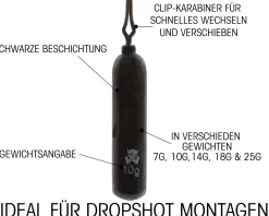 Wild Devil Baits Drop Shot Blei Stabblei Dropshot Sinkers Finesse Lead Angelblei Black Jighaken