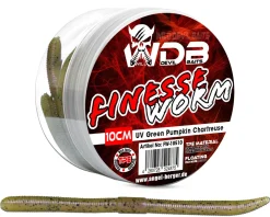 Wild Devil Baits Finesse Worm UV Green Pumpkin Chartreuse TPE Würmer Kunstköder Angelwurm floating Angelköder