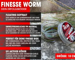 Wild Devil Baits Finesse Worm UV Green Pumpkin Chartreuse TPE Würmer Kunstköder Angelwurm floating Angelköder