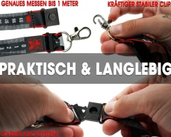 Wild Devil Baits Fishing Lanyard mit Massband Schlüselband mit Measure Scale Umhängeband mit Karabiner Werkzeug Angelzubehör