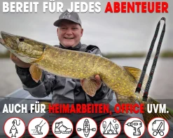 Wild Devil Baits Fishing Lanyard mit Massband Schlüselband mit Measure Scale Umhängeband mit Karabiner Werkzeug Angelzubehör