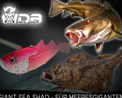 Wild Devil Baits Giant Sea Shad Dorsch Heilbutt Seelachs Köder Meeresangeln Angelköder