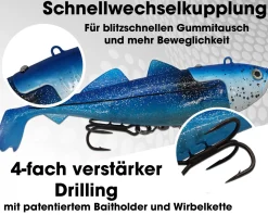 Wild Devil Baits Giant Sea Shad Dorsch Heilbutt Seelachs Köder Meeresangeln Angelköder