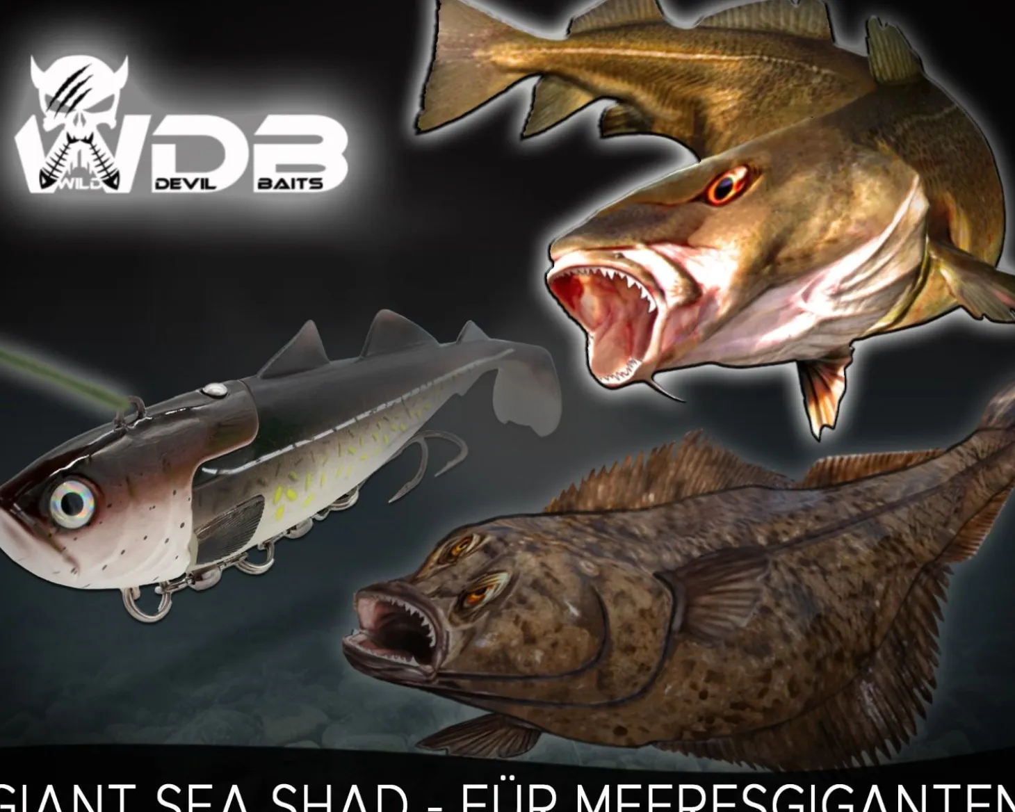 Wild Devil Baits Giant Sea Shad Dorsch Heilbutt Seelachs Köder Meeresangeln Angelköder