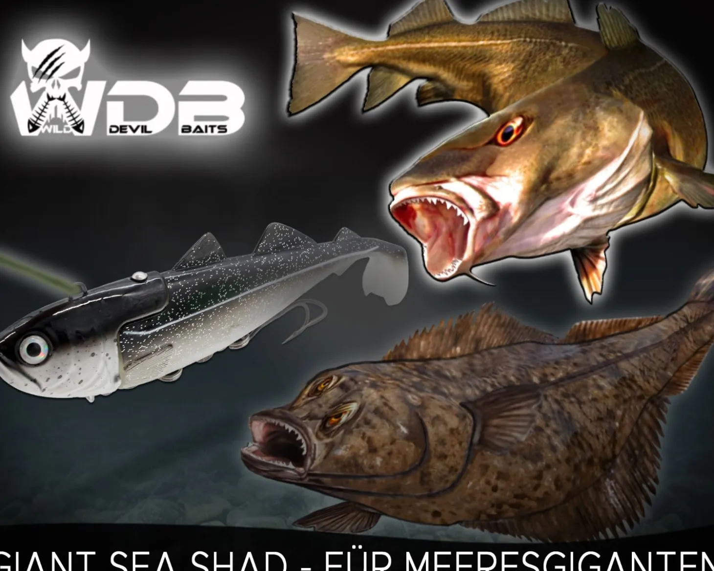Wild Devil Baits Giant Sea Shad Dorsch Heilbutt Seelachs Köder Meeresangeln Angelköder