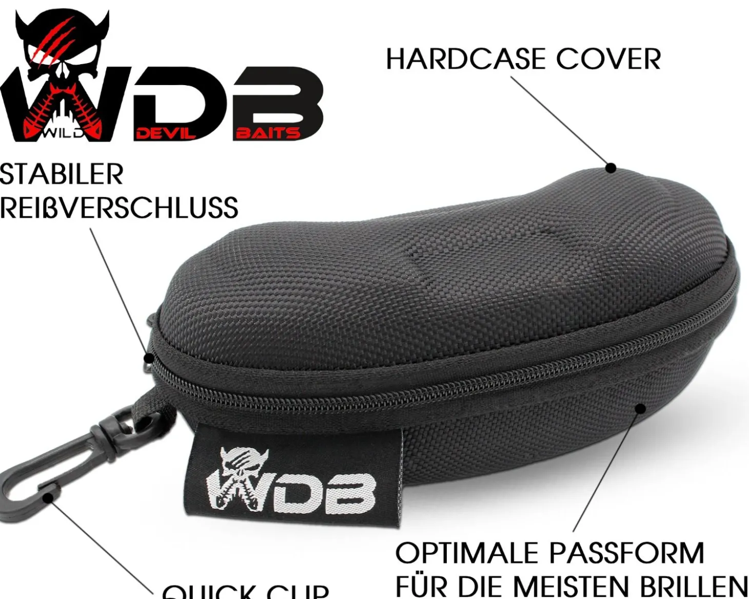 Wild Devil Baits Hard Case Polbrille Brillenetui Hülle Sonnenbrille Spectacle Case Polarisationsbrille Angelzubehör