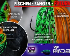 Wild Devil Baits Multi Tail Spinnerbait Spinner Bait Kunstköder Spin Jig Angelköder Barsch Hecht Zander-Fire Tiger Angelköder