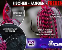 Wild Devil Baits Multi Tail Spinnerbait Spinner Bait Kunstköder Spin Jig Angelköder Barsch Hecht Zander-Hot Pink Angelköder