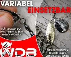 Wild Devil Baits Multi Tail Spinnerbait Spinner Bait Kunstköder Spin Jig Angelköder Barsch Hecht Zander-Hot Pink Angelköder