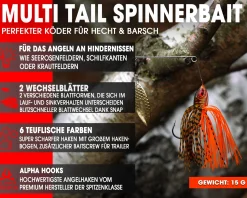 Wild Devil Baits Multi Tail Spinnerbait Spinner Bait Kunstköder Spin Jig Angelköder Barsch Hecht Zander Angelköder
