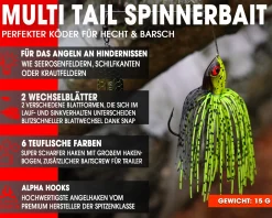 Wild Devil Baits Multi Tail Spinnerbait Spinner Bait Kunstköder Spin Jig Angelköder Barsch Hecht Zander Angelköder