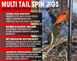 Wild Devil Baits Multi Tail Spin Jig Bleikopfspinner Jig Spinner Kunstköder Wechselblätter Spinner