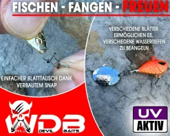 Wild Devil Baits Multi Tail Spin Jig Bleikopfspinner Jig Spinner Kunstköder Wechselblätter Spinner