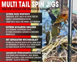 Wild Devil Baits Multi Tail Spin Jig Bleikopfspinner Jig Spinner Kunstköder Wechselblätter Spinner