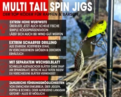 Wild Devil Baits Multi Tail Spin Jig Bleikopfspinner Jig Spinner Kunstköder Wechselblätter Spinner