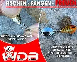 Wild Devil Baits Multi Tail Spin Jig Bleikopfspinner Jig Spinner Kunstköder Wechselblätter Spinner