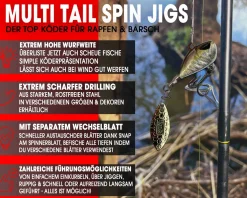 Wild Devil Baits Multi Tail Spin Jig Bleikopfspinner Jig Spinner Kunstköder Wechselblätter Spinner