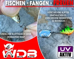 Wild Devil Baits Multi Tail Spin Jig Bleikopfspinner Jig Spinner Kunstköder Wechselblätter Spinner