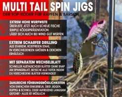 Wild Devil Baits Multi Tail Spin Jig Bleikopfspinner Jig Spinner Kunstköder Wechselblätter Spinner