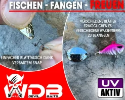 Wild Devil Baits Multi Tail Spin Jig Bleikopfspinner Jig Spinner Kunstköder Wechselblätter Spinner