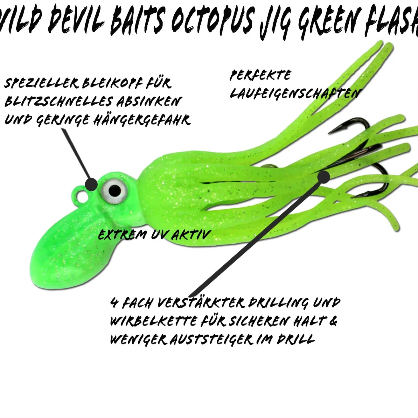 Wild Devil Baits Octopus Jig Dorsch Heilbutt Seelachs Köder Pilker Meeresangeln Meeresköder & Systeme