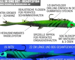 Wild Devil Baits Pela King Pelagic Köder Pelagisch Angeln Shad Kunstköder Vertikal Köder V Tail Gummifisch-Black Atom Angelköder
