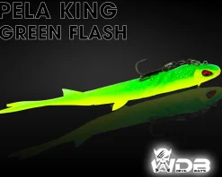 Wild Devil Baits Pela King Pelagic Köder Pelagisch Angeln Shad Kunstköder Vertikal Köder V Tail Gummifisch-Green Flash Angelköder