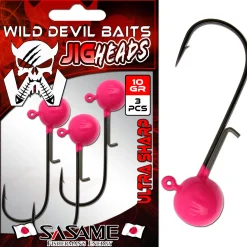 Wild Devil Baits Pro Japan Jig Head UV Pink Jigkopf Baitholder Jighaken Bleikopf Angelköder