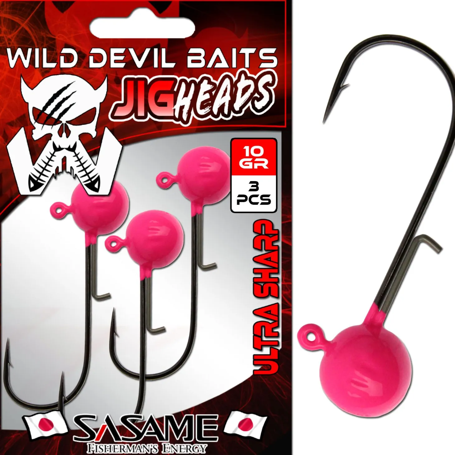 Wild Devil Baits Pro Japan Jig Head UV Pink Jigkopf Baitholder Jighaken Bleikopf Angelköder