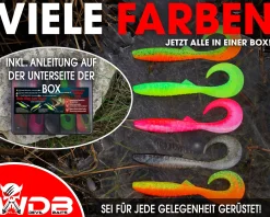 Wild Devil Baits Ready2Fish Tornado Curly Tail mit Box Twister Gummifisch Set mit Jighaken fertig zum Angeln Angelköder