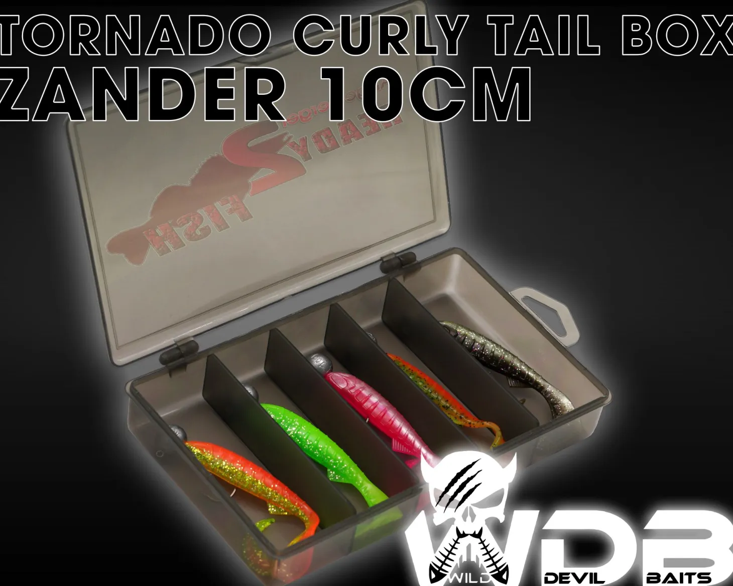 Wild Devil Baits Ready2Fish Tornado Curly Tail mit Box Twister Gummifisch Set mit Jighaken fertig zum Angeln Angelköder