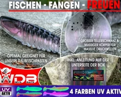 Wild Devil Baits Ready2Fish Shockwave Shad mit Box Gummifisch Set mit Jighaken Kunstköder Gummiköder Angelset Angelköder